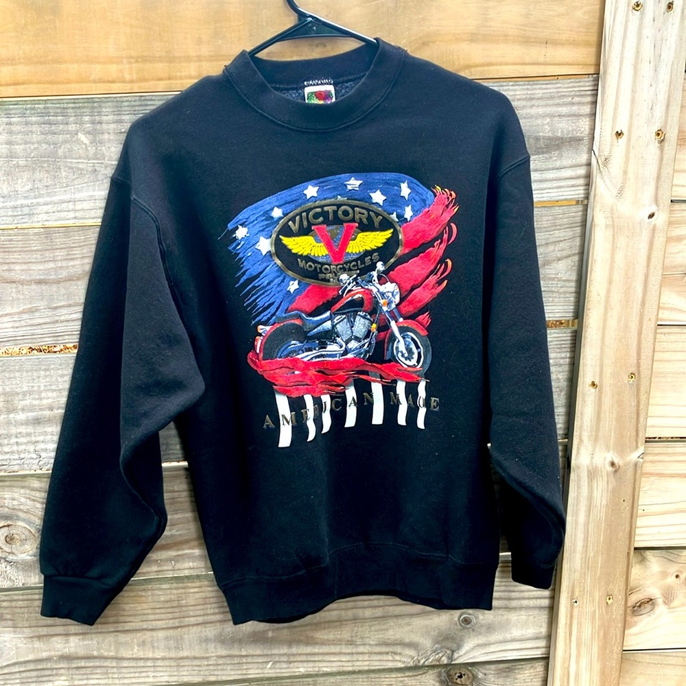Victory Black Motorcycle Graphic Sweater